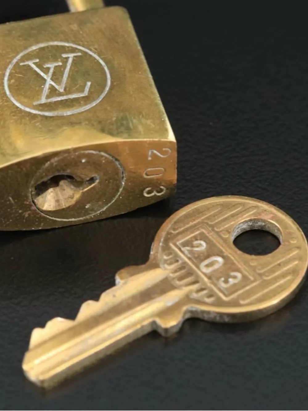 Louis Vuitton Vintage Gold-Tone Padlock with Key #203